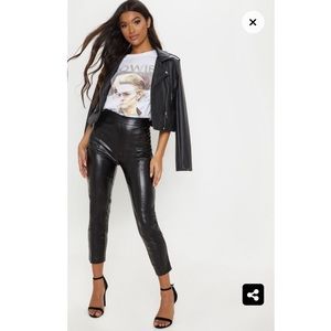 Daysha Black Cropped Faux Leather Pant